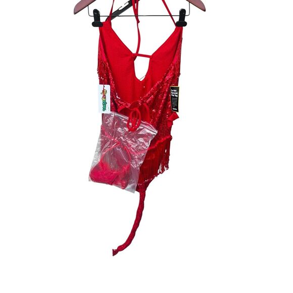 Tipsy elves large Sexy red beaded fringe devil Halloween sultry bodysuit quality - Picture 5 of 7